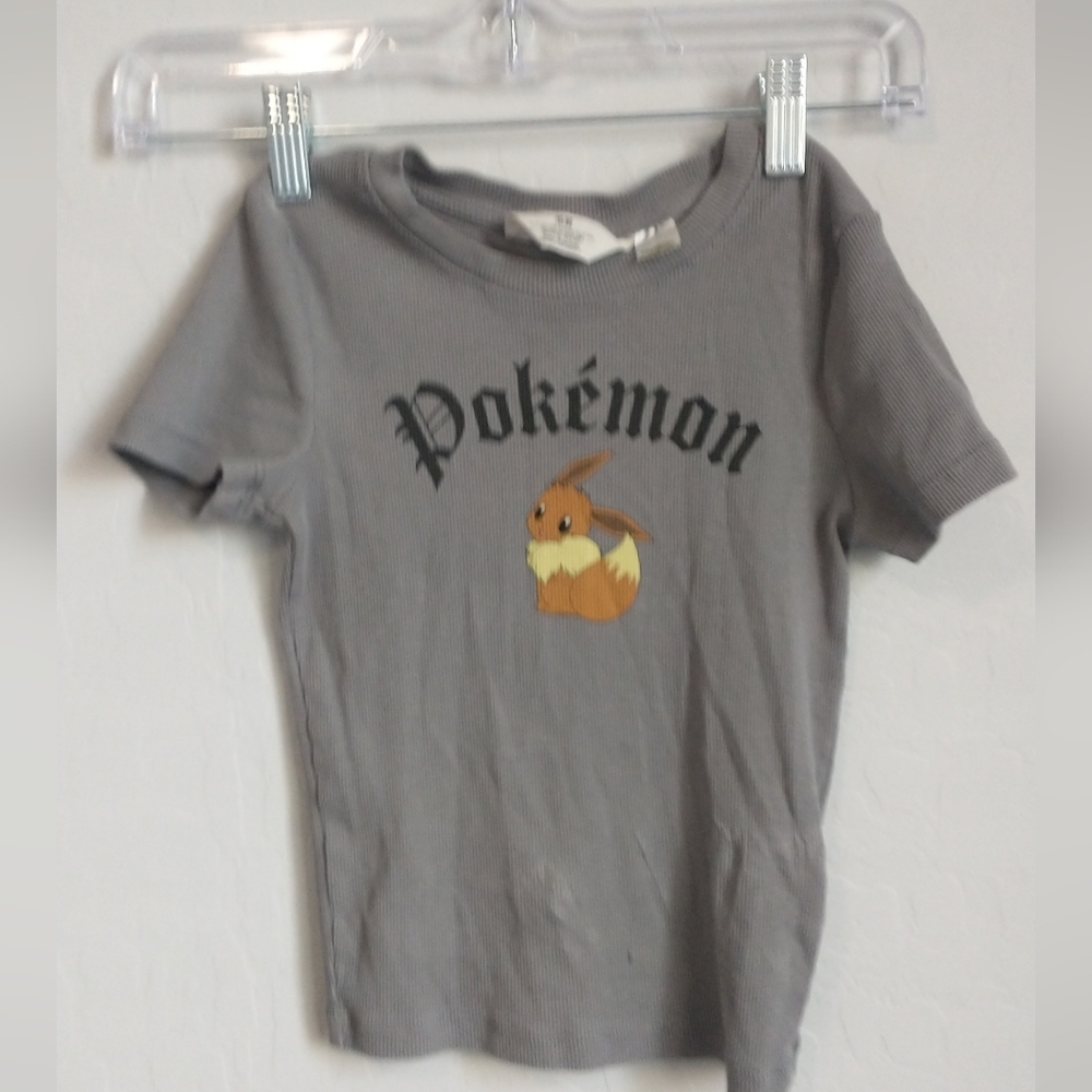 Y2K Pokémon Gray T-Shirt with Eevee Graphic Kids Size 8/10 H&M